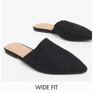 ASOS Design Women's Black Wide Fit Lava Pointed Flat Mules